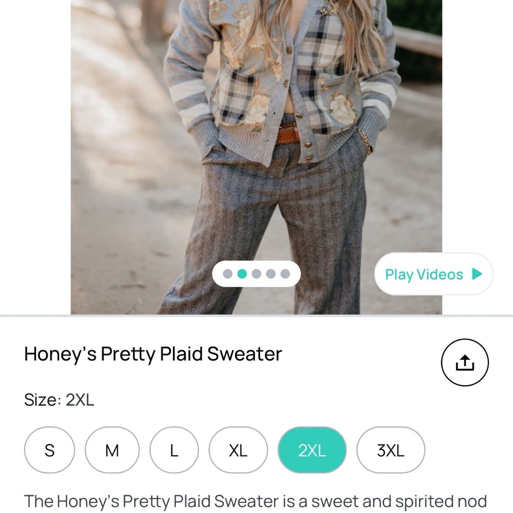 Honey's Plaid Cardigan - Gray and Cream